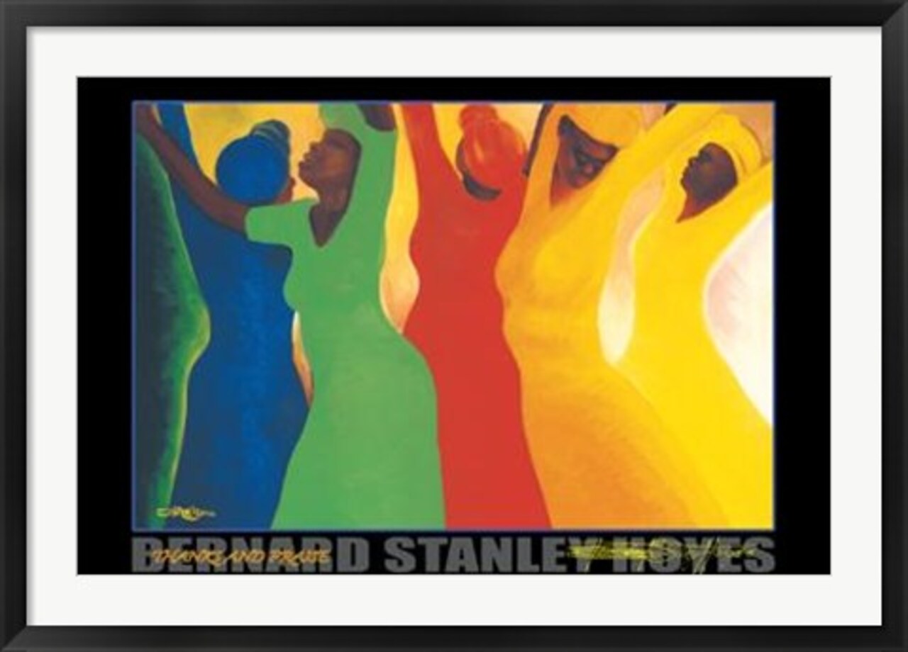 Framed Art Thanks and Praises by Bernard Hoyes - African American, 24x36 inch